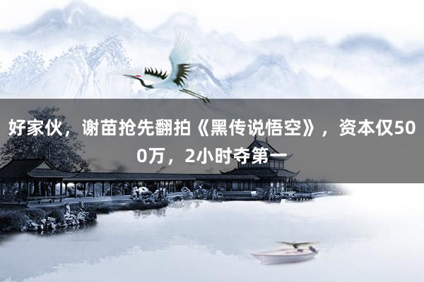 好家伙，谢苗抢先翻拍《黑传说悟空》，资本仅500万，2小时夺第一