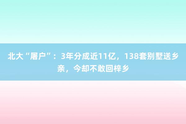 北大“屠户”：3年分成近11亿，138套别墅送乡亲，今却不敢回梓乡