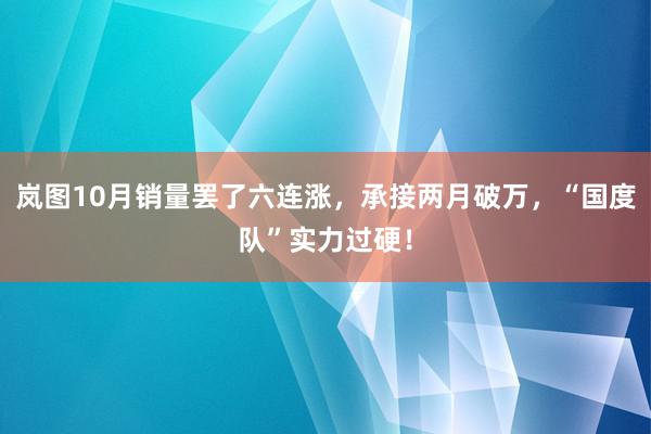 岚图10月销量罢了六连涨，承接两月破万，“国度队”实力过硬！